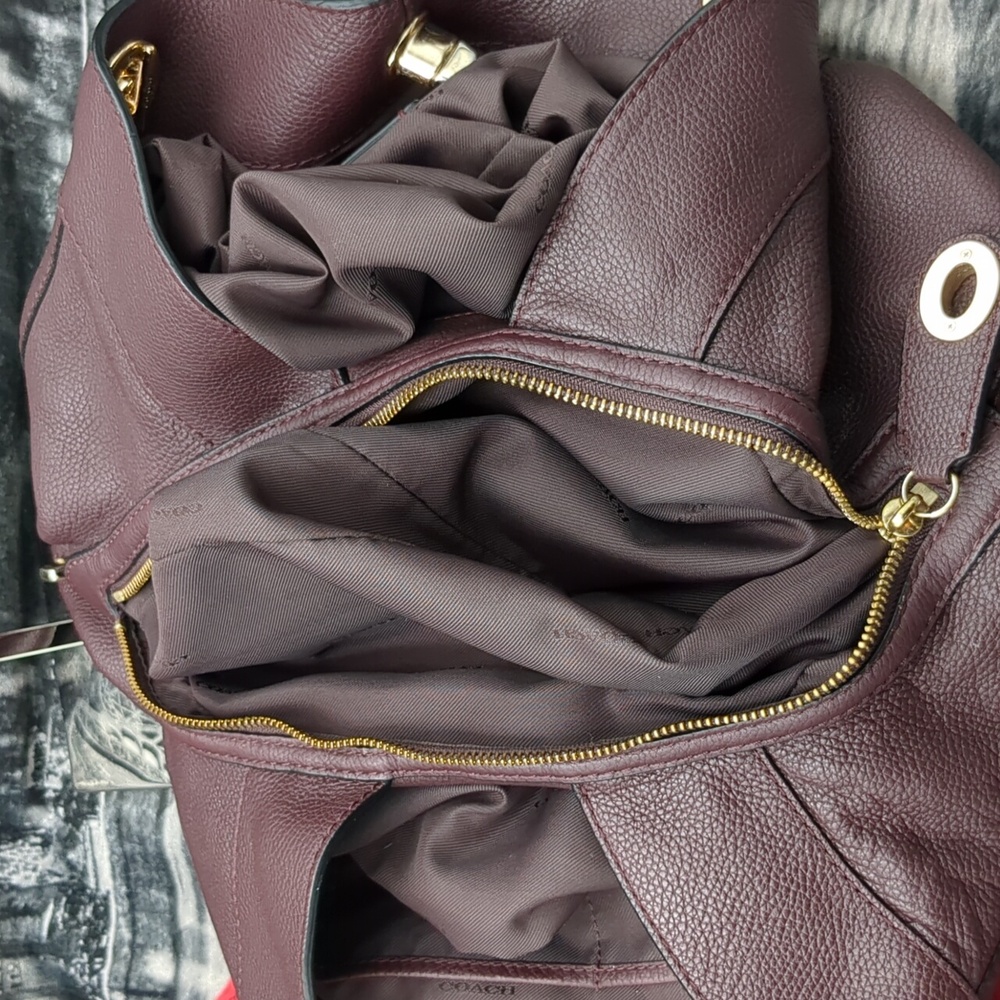 Coach Deep Burgundy Edie Leather Bag - Picture 12 of 16